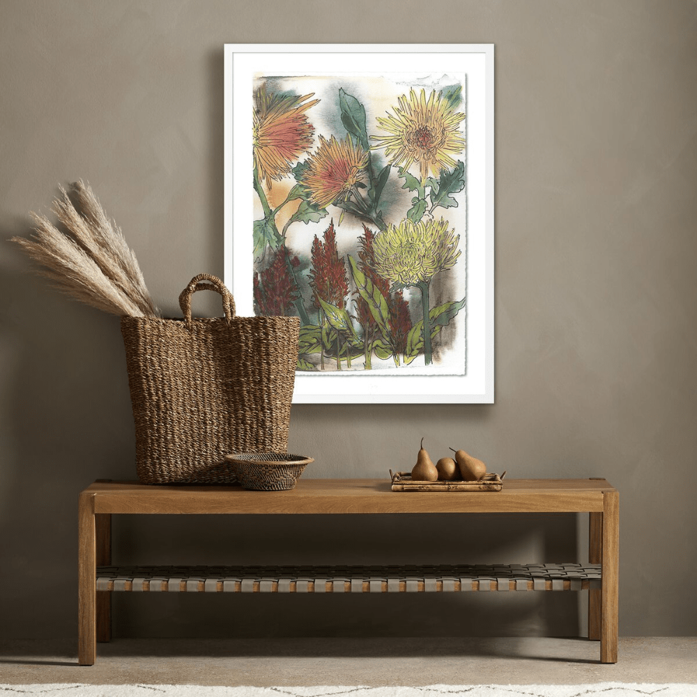 Chrysanthemums and Celosia by Katie Chance Wall Art