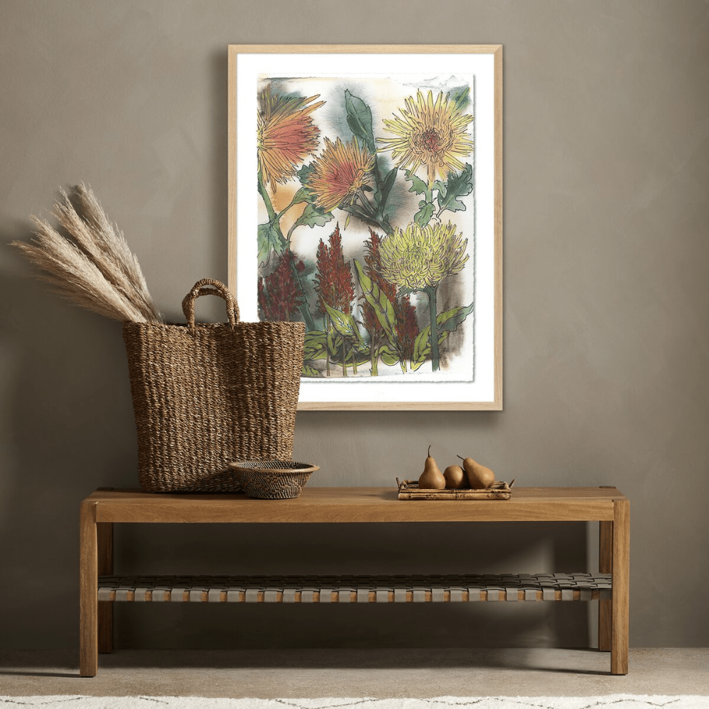 Chrysanthemums and Celosia by Katie Chance Wall Art