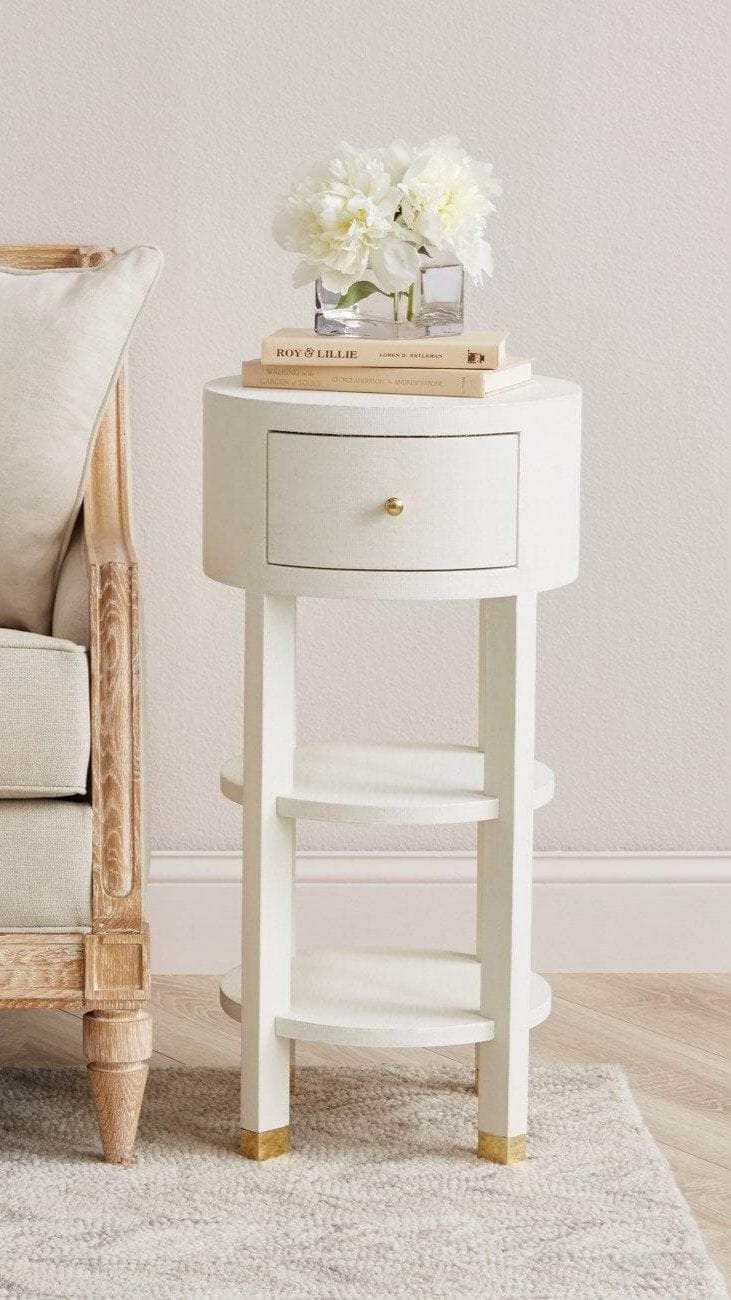 Claudette 1 Drawer Round Side Table Meadow Blu