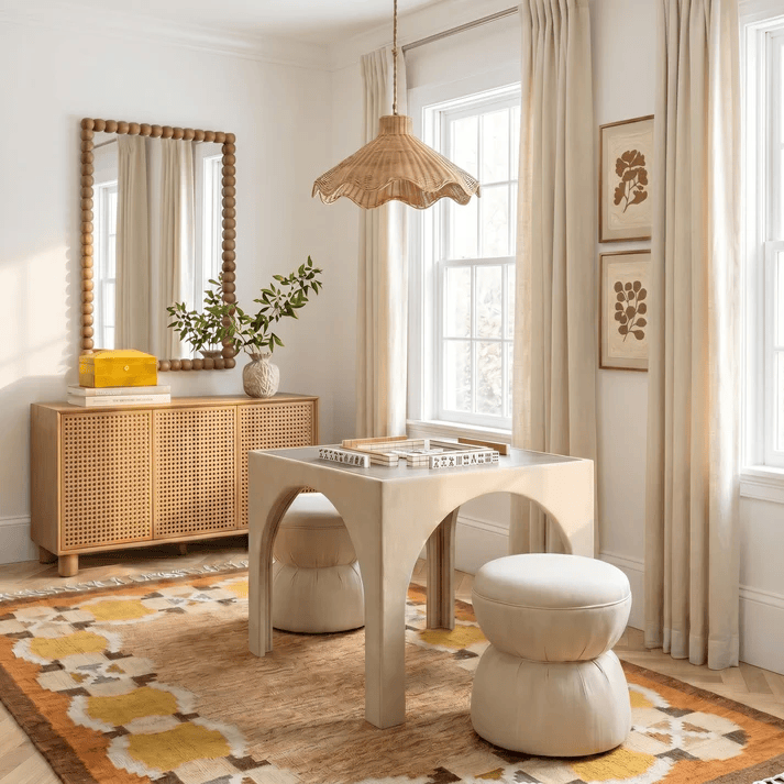 Collin Ruched Ottoman Ottomans + Stools