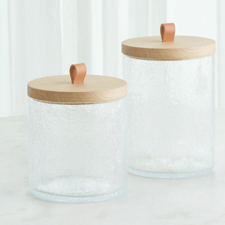 Crackle Glass Canister Decorative Object