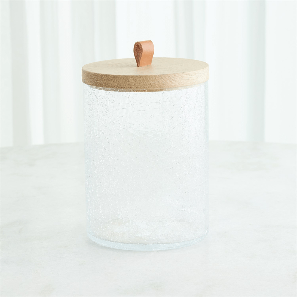 Crackle Glass Canister Decorative Object