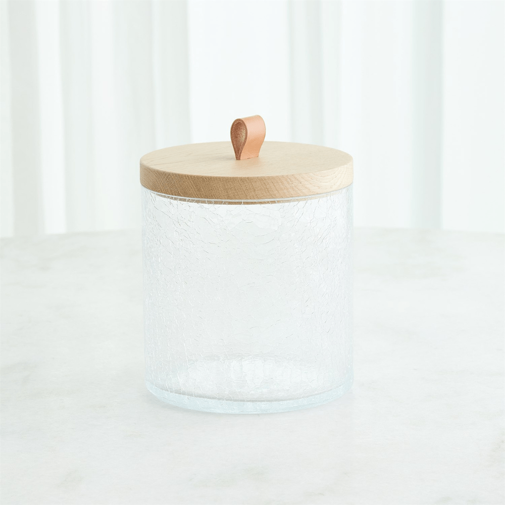 Crackle Glass Canister Decorative Object