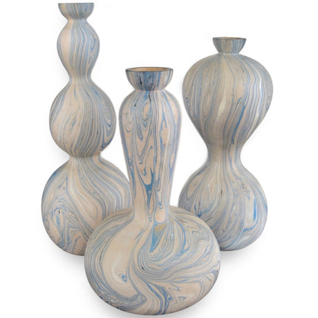 Currey and Company Calm Sea Marbleized Vase Set of 3 Vases currey-co-1200-0740 633306050624