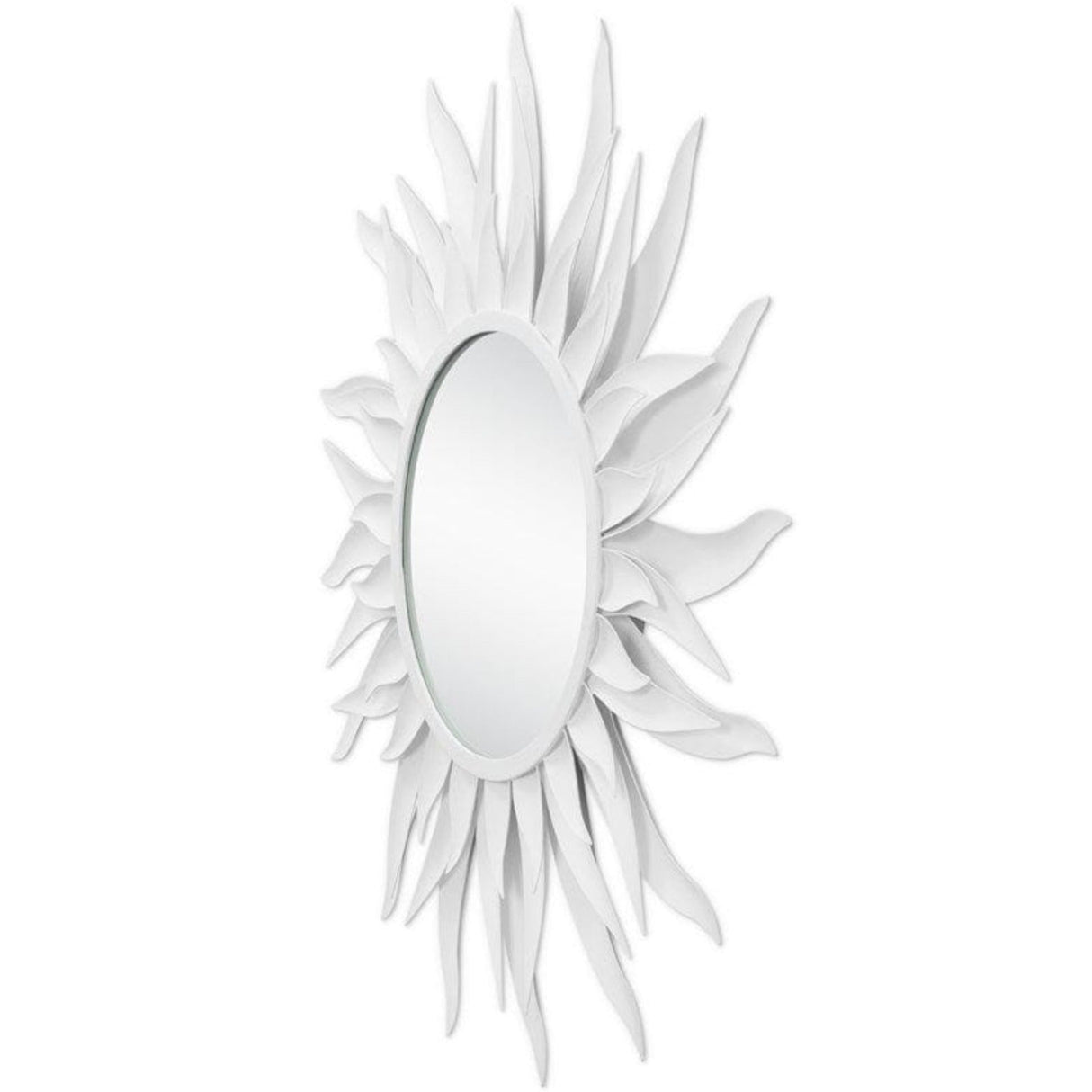 Currey & Company Agave Round White Mirror Mirror
