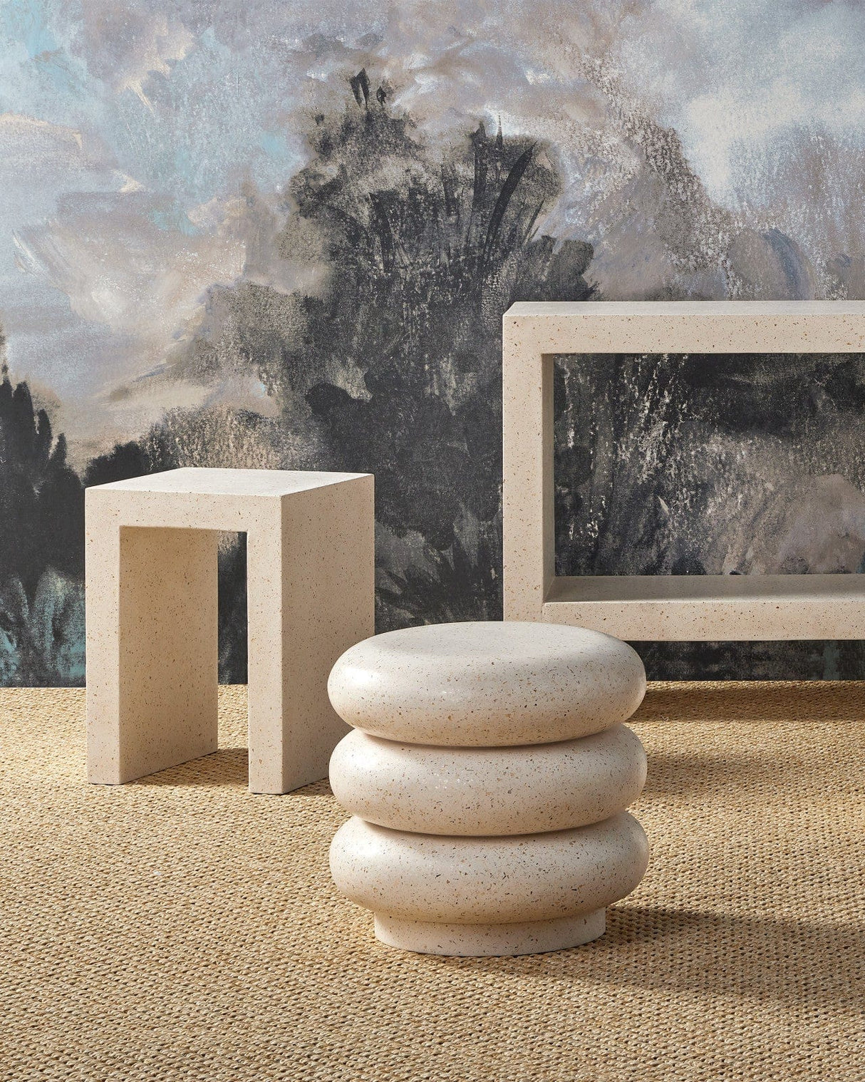 Cusani Ivory Terrazzo Stool Stool 2000-0044 633306057968