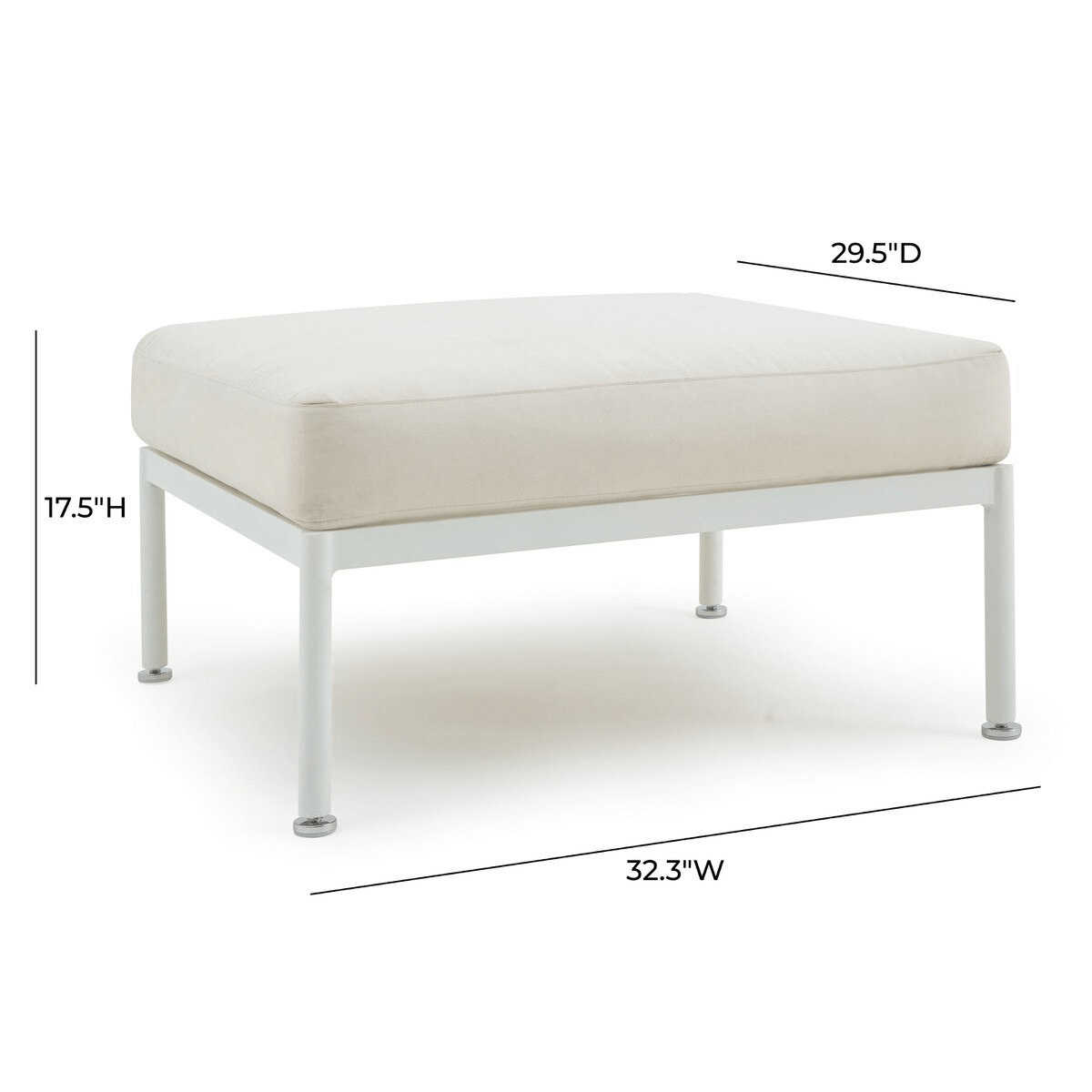 Dunes Cream Outdoor Ottoman Outdoor Furniture TOV-O68966