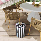 Dylan Ceramic Modern Stripes Print Indoor/Outdoor Stool Outdoor Furniture TOV-OC68776