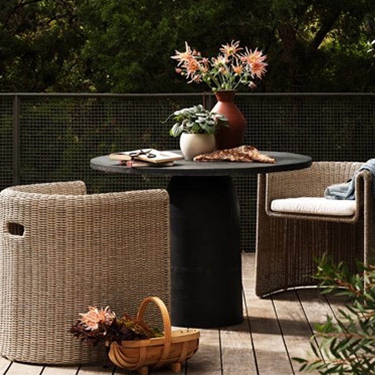 Four Hands Basil Outdoor Dining Table Meadow Blu