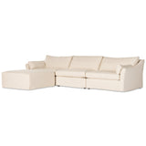 Four Hands Delray 3-Piece Slipcover Sectional Slipcover Chair with Ottoman