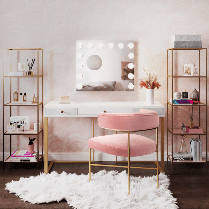 Glam White Vanity Desk Vanity Desk