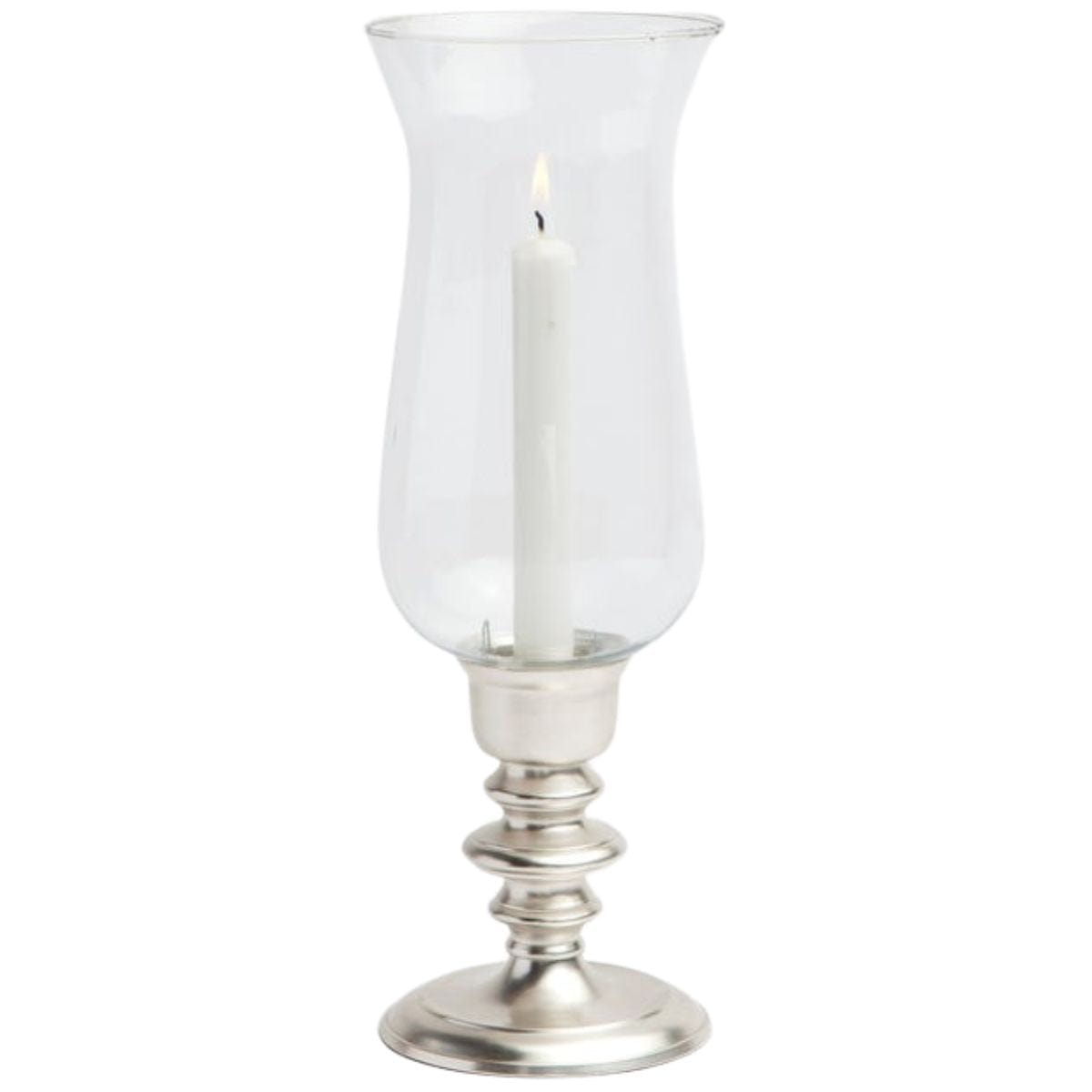 Howard Matte Silver Hurricane Candle Holder - Thumbnail 4