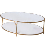 Iron and Stone Oval Coffee Table Coffee Table 9.91786 651083917862