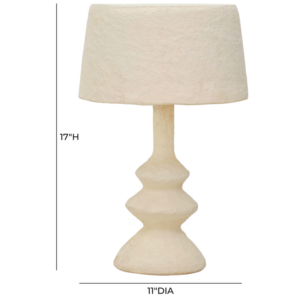 Ivory Cotton Mache Table Lamp Table Lamps TOV-G18756