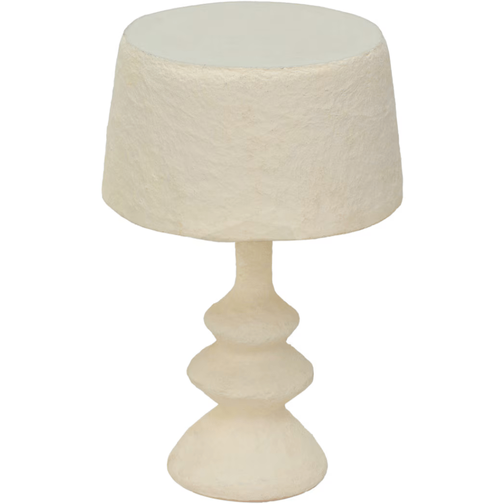 Ivory Cotton Mache Table Lamp Table Lamps TOV-G18756