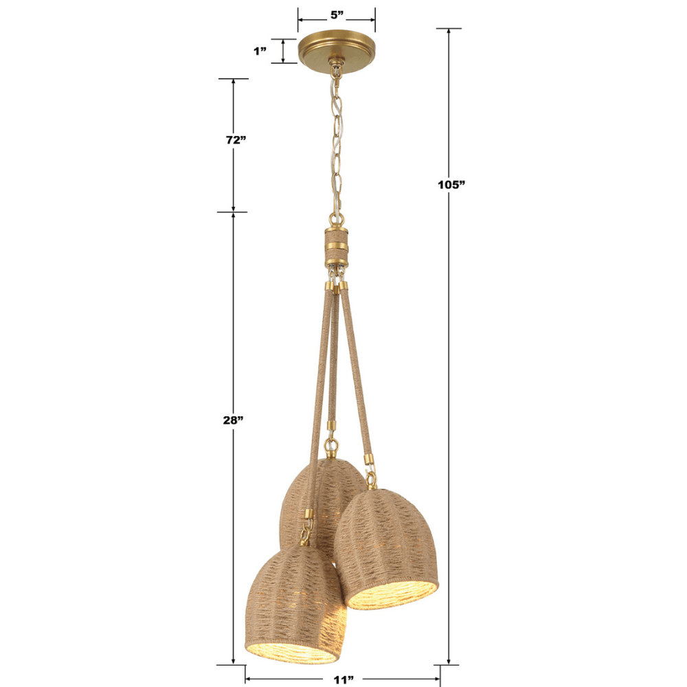 Jace 3 Light Pendant Pendant Lighting JAC-10507-SG 633779095832