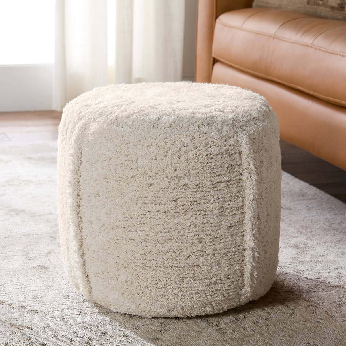 Jaipur Living Saba Solar Pouf Santa Rosa Solid Poufs