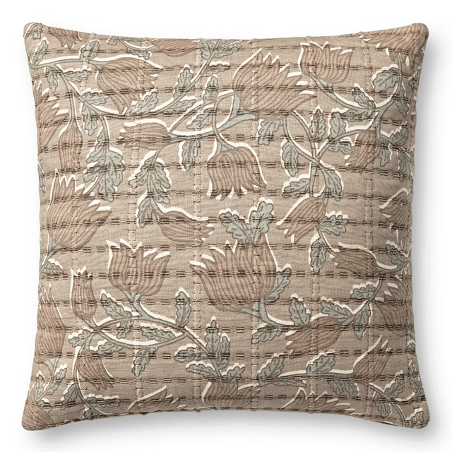 Jean Stoffer × Loloi Pillow - Taupe/Rose Pillows JEANSTOFFER1818-TAUPE-COVER