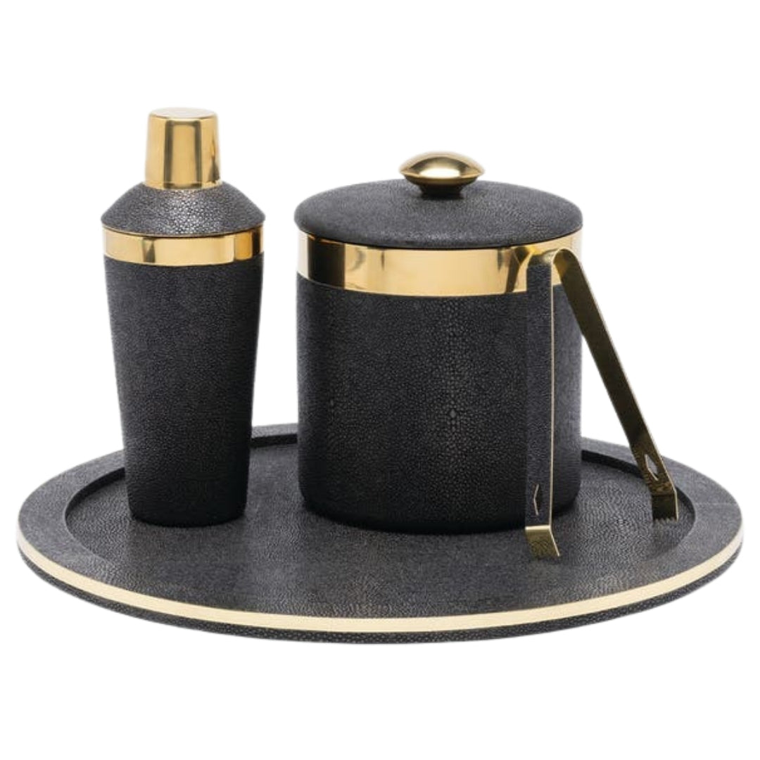 Langston Dark Mushroom/Gold Bar Collection Drinkware