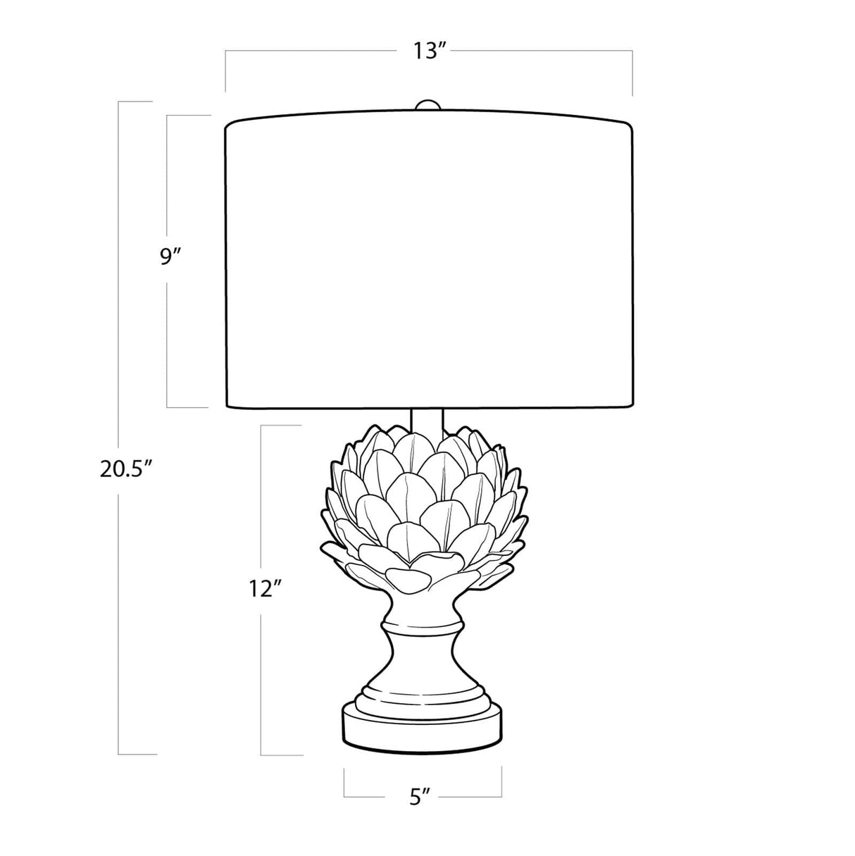 Leafy Artichoke Ceramic Table Lamp - Off White Lamp 13-1194 844717023705