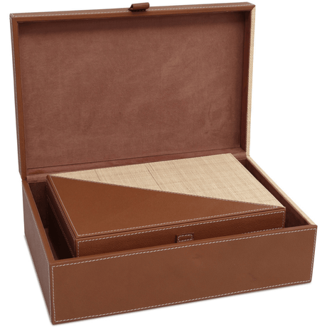 Leather & Raffia Box (Set of 2) Boxes 1200-1069