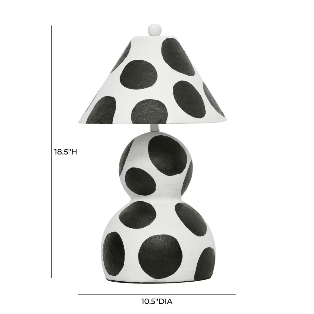 Lerici Black and White Papier Mache Table Lamp Table Lamps TOV-G18684