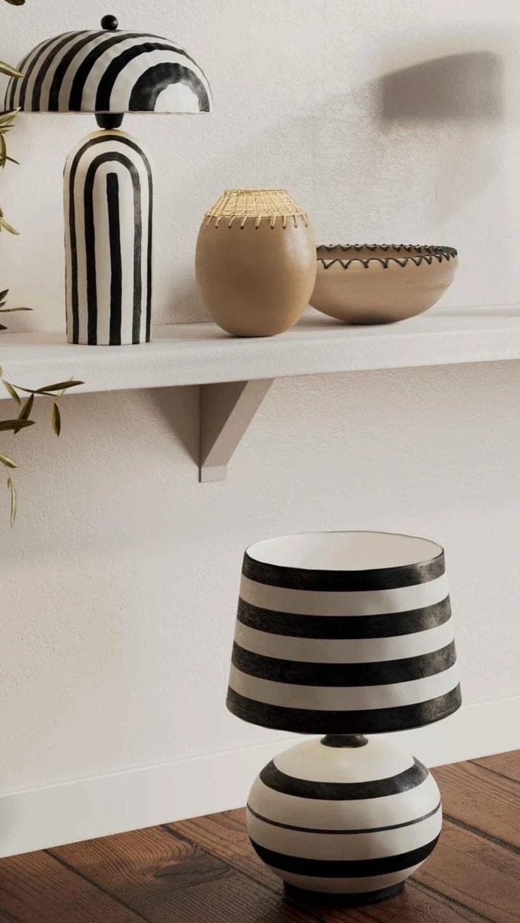 Amalfi Striped Papier Mache Table Lamp