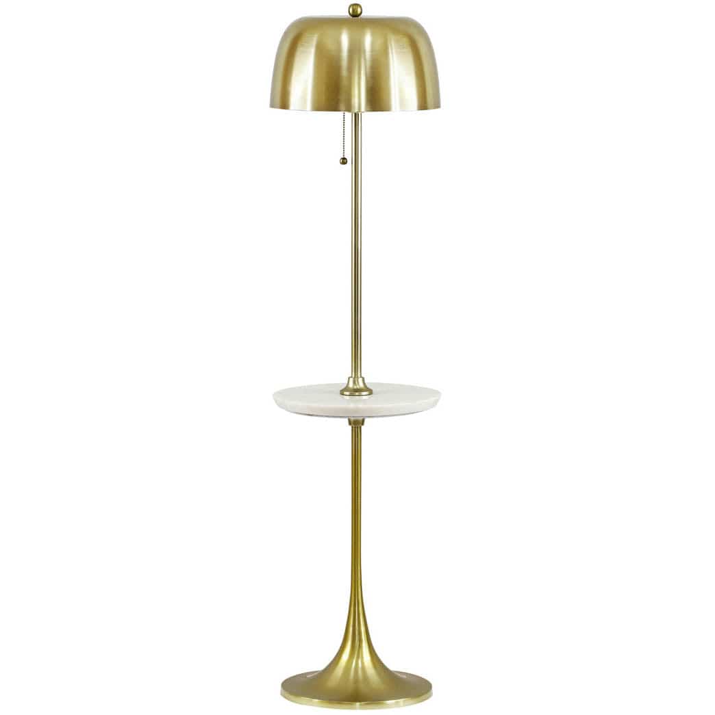 Lighting by BLU Sienna Gold Floor Lamp Gold Floor Lamp with Marble Side Table TOV-G18555