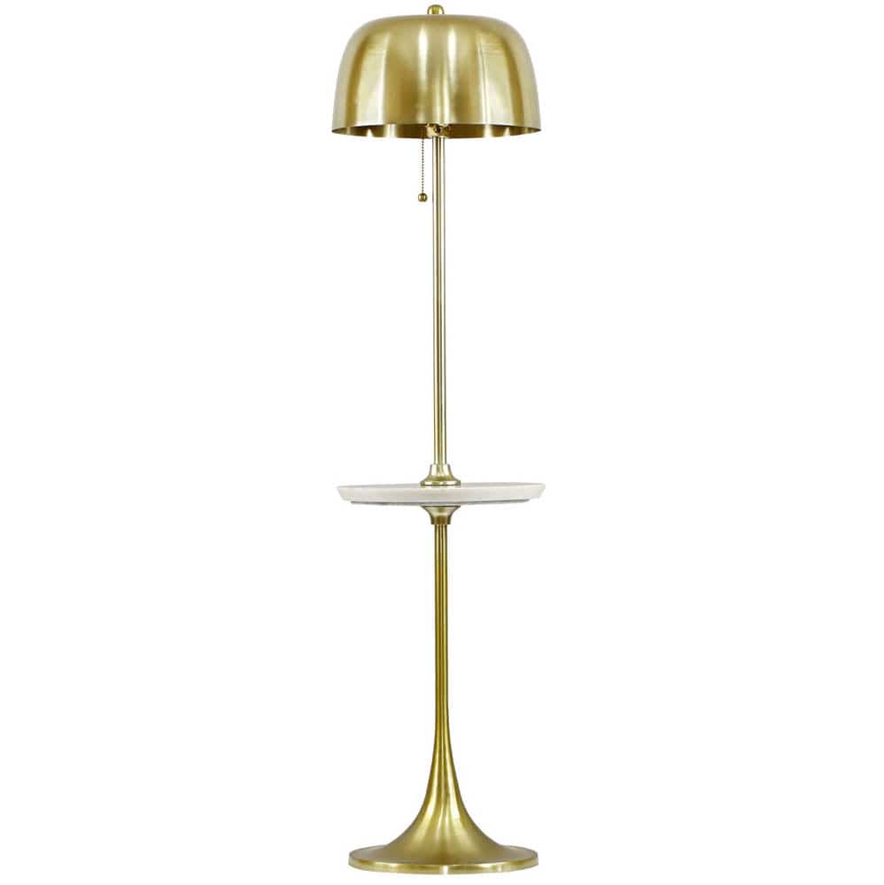 Lighting by BLU Sienna Gold Floor Lamp Gold Floor Lamp with Marble Side Table TOV-G18555