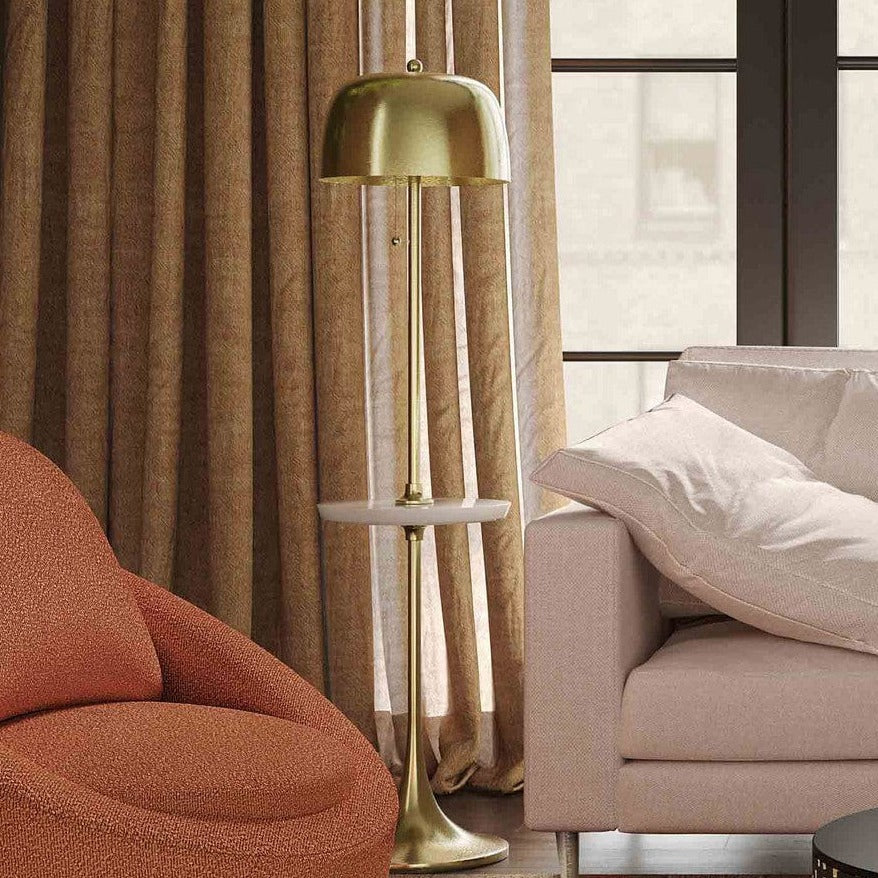 Mid century deals gold floor lamp