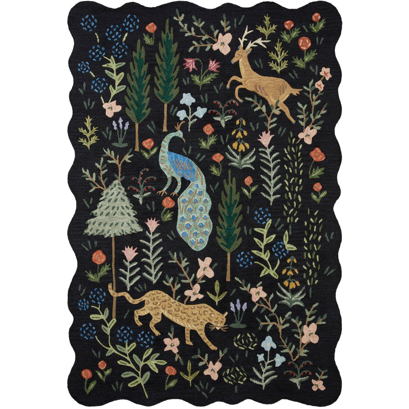 Rifle Paper Co. x Loloi Silhouette Midnight Menagerie Rug Meadow Blu