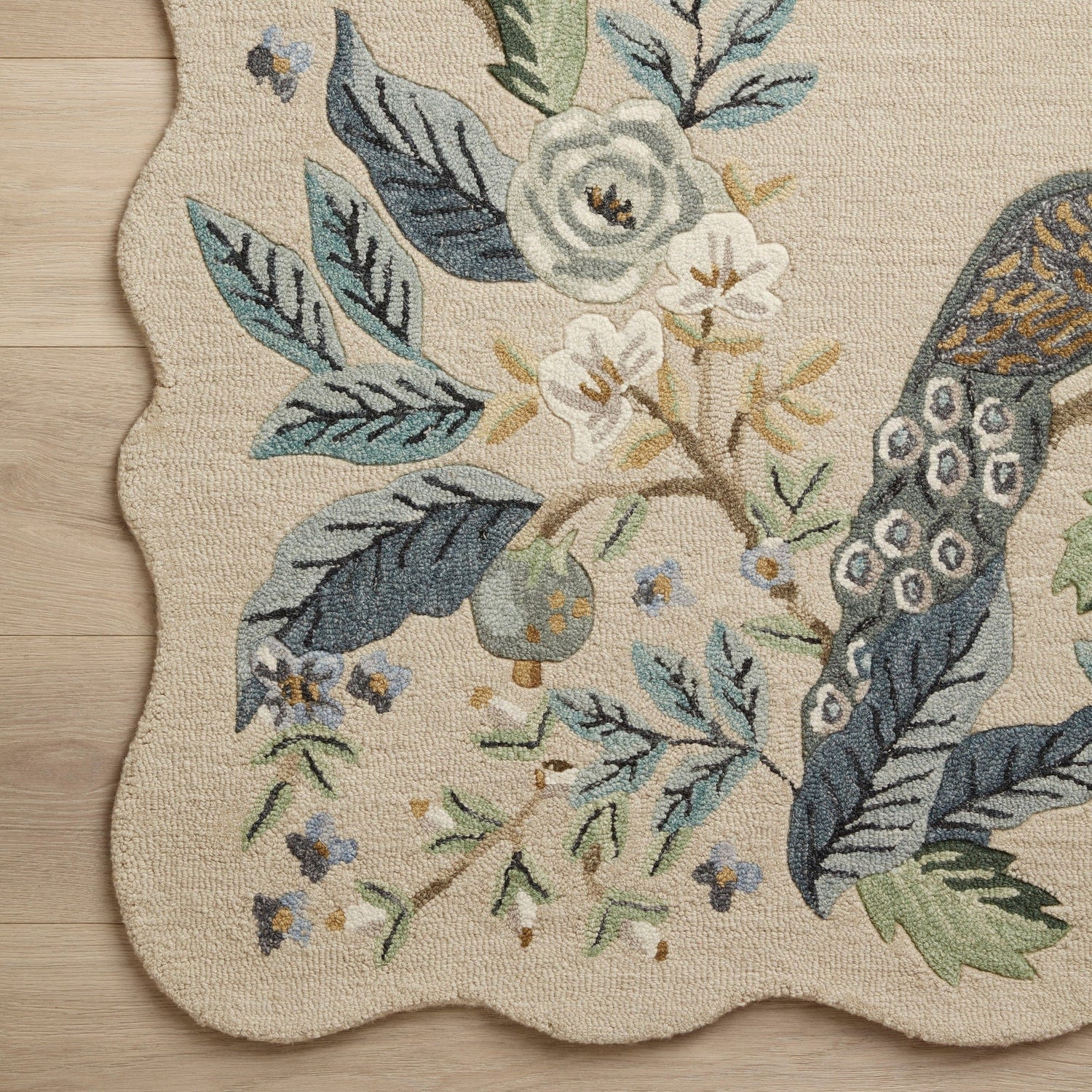 Silhouette Peacock Rug – Meadow Blu