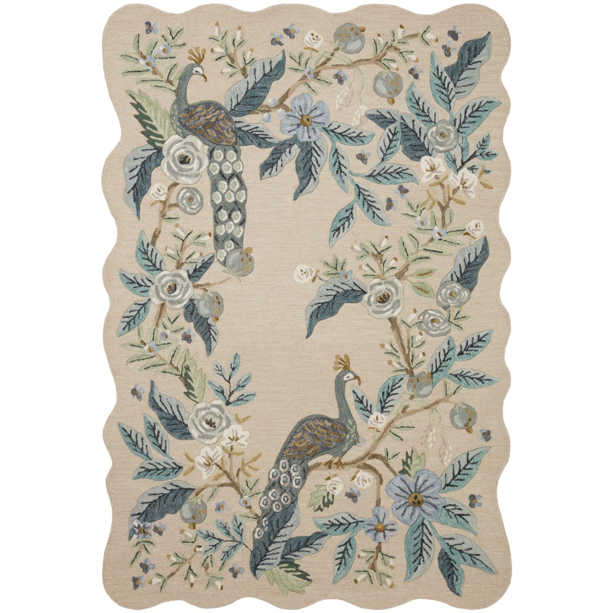 Silhouette Peacock Rug – Meadow Blu