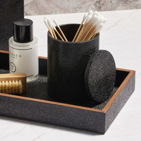 Manchester Bath Collection - Black Realistic Faux Shagreen Bath Accessory