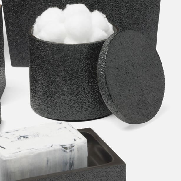 Manchester Bath Collection - Black Realistic Faux Shagreen Bath Accessory