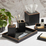 Manchester Bath Collection - Black Realistic Faux Shagreen Bath Accessory