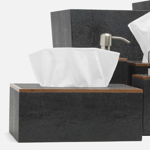 Manchester Bath Collection - Black Realistic Faux Shagreen Bath Accessory