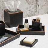 Manchester Bath Collection - Black Realistic Faux Shagreen Bath Accessory