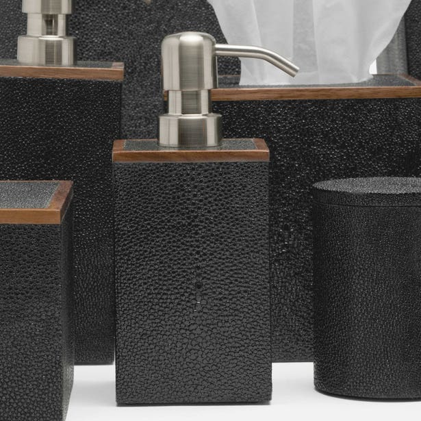 Manchester Bath Collection - Black Realistic Faux Shagreen Bath Accessory