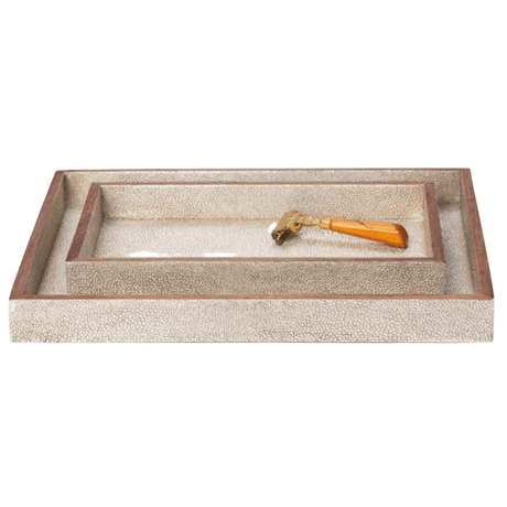 Manchester Bath Collection - Warm Silver Realistic Faux Shagreen Bath Accessory 01MANC-WS-TRRS 8415971523120