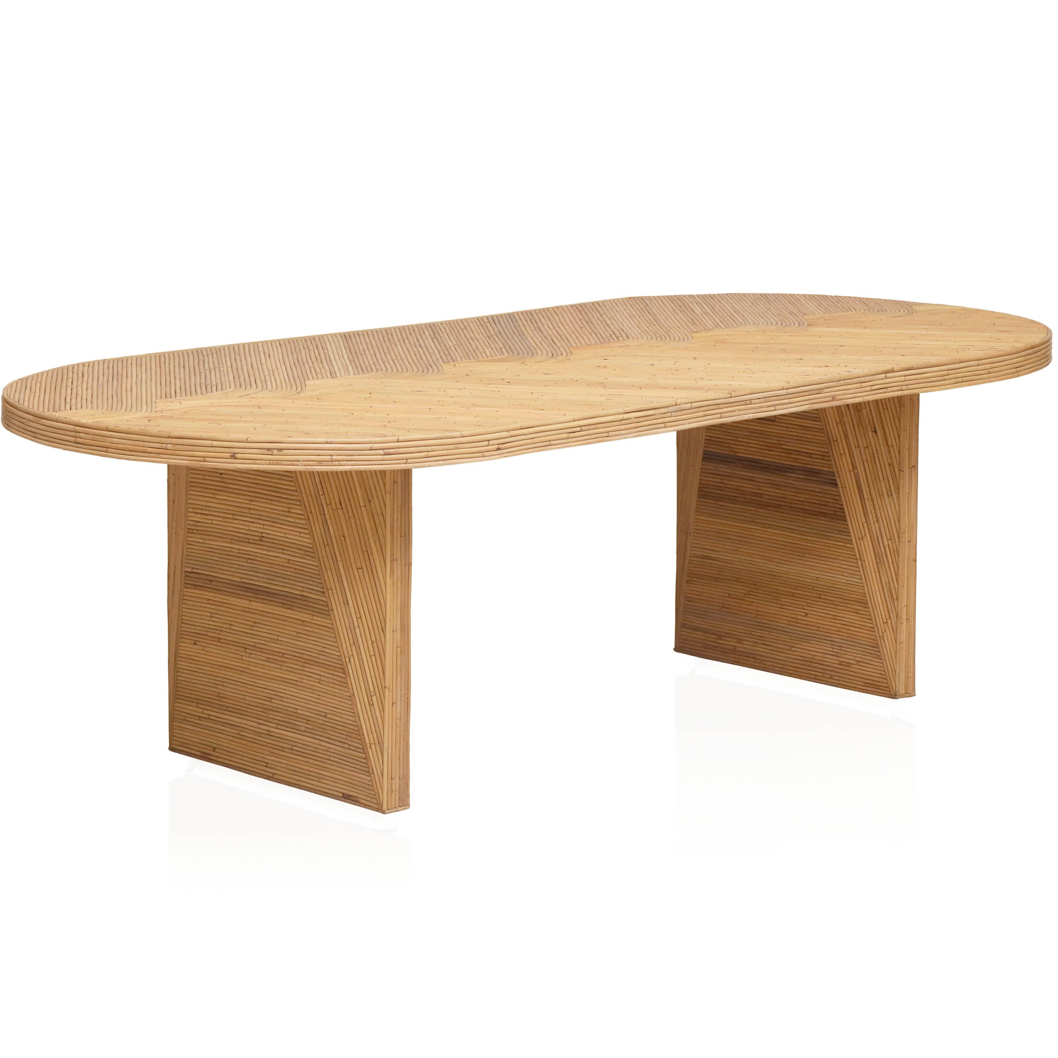 Maya Natural Rattan and Glass Oval Dining Table – Meadow Blu