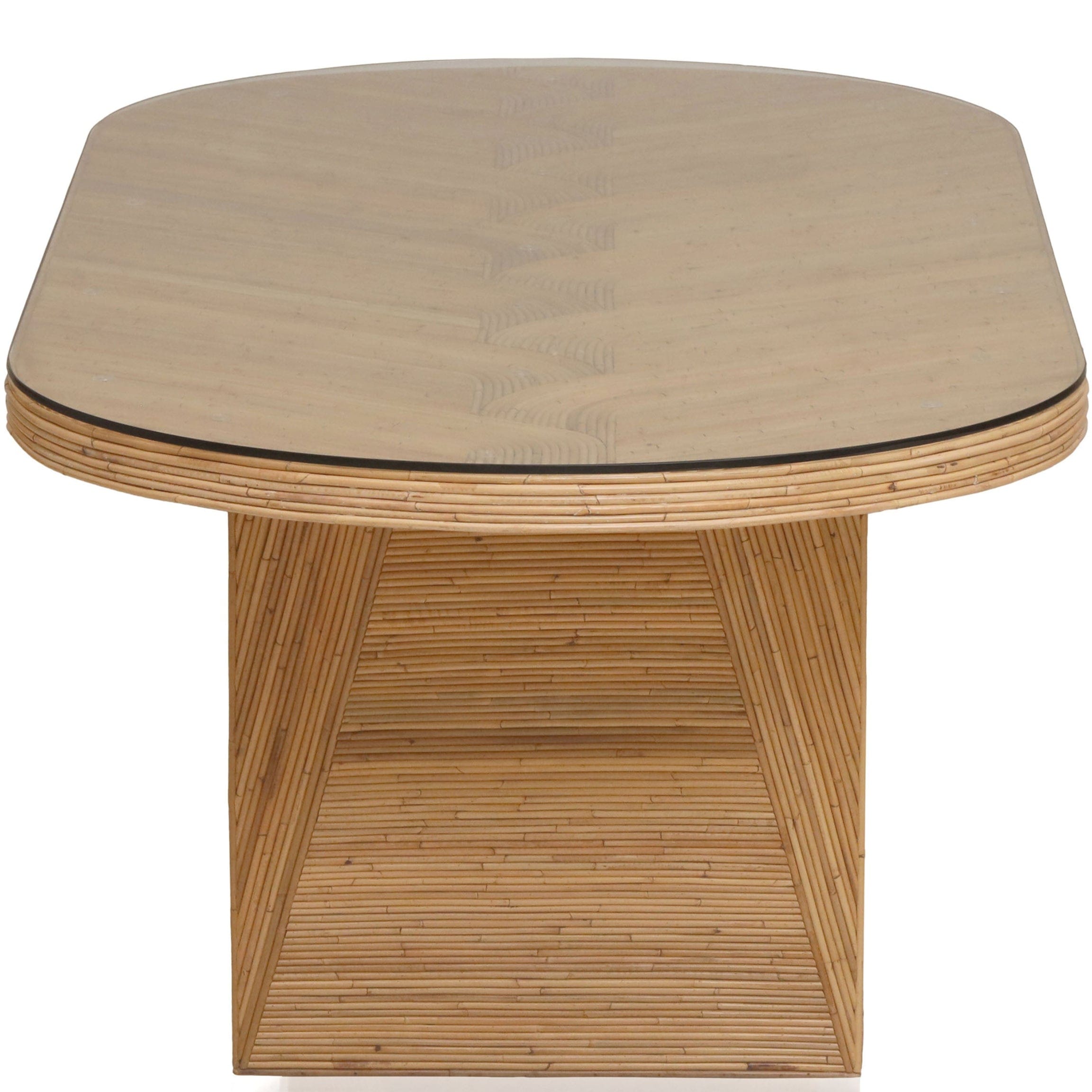 Maya Natural Rattan and Glass Oval Dining Table – Meadow Blu
