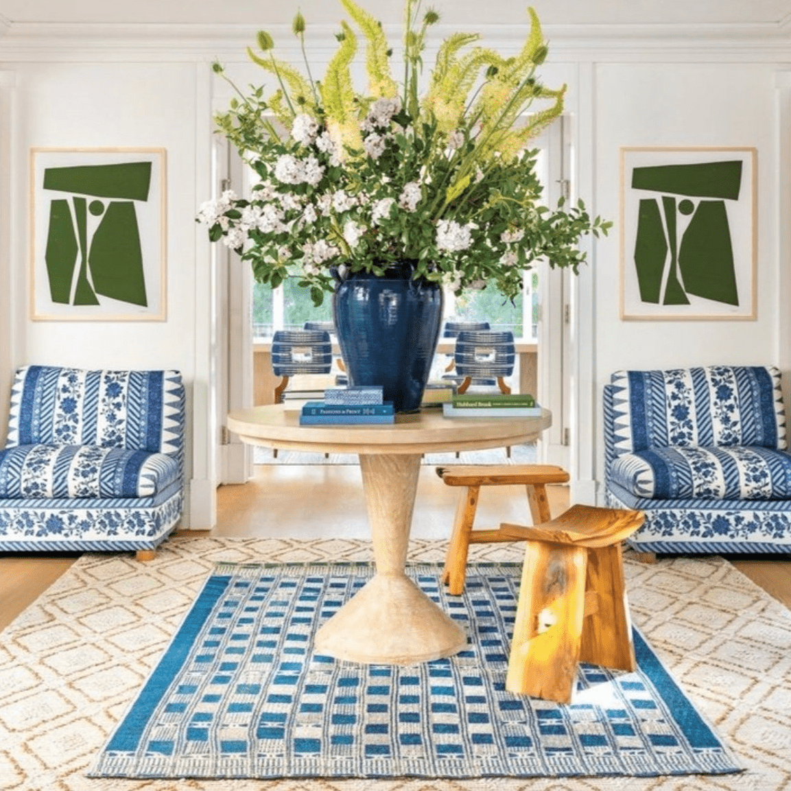 Mika Indoor/Outdoor Rug - Blue/Ivory Outdoor Rug