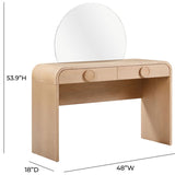 Moonrise Natural Ash 2-Drawer Vanity Desk with Mirror Vanity Desk TOV-H54326