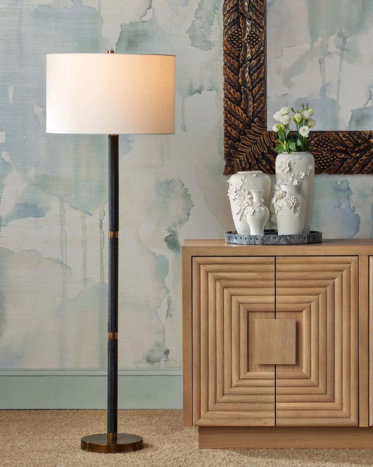 Morombe Washed Oak Credenza Sideboards + Cabinets 3000-0336