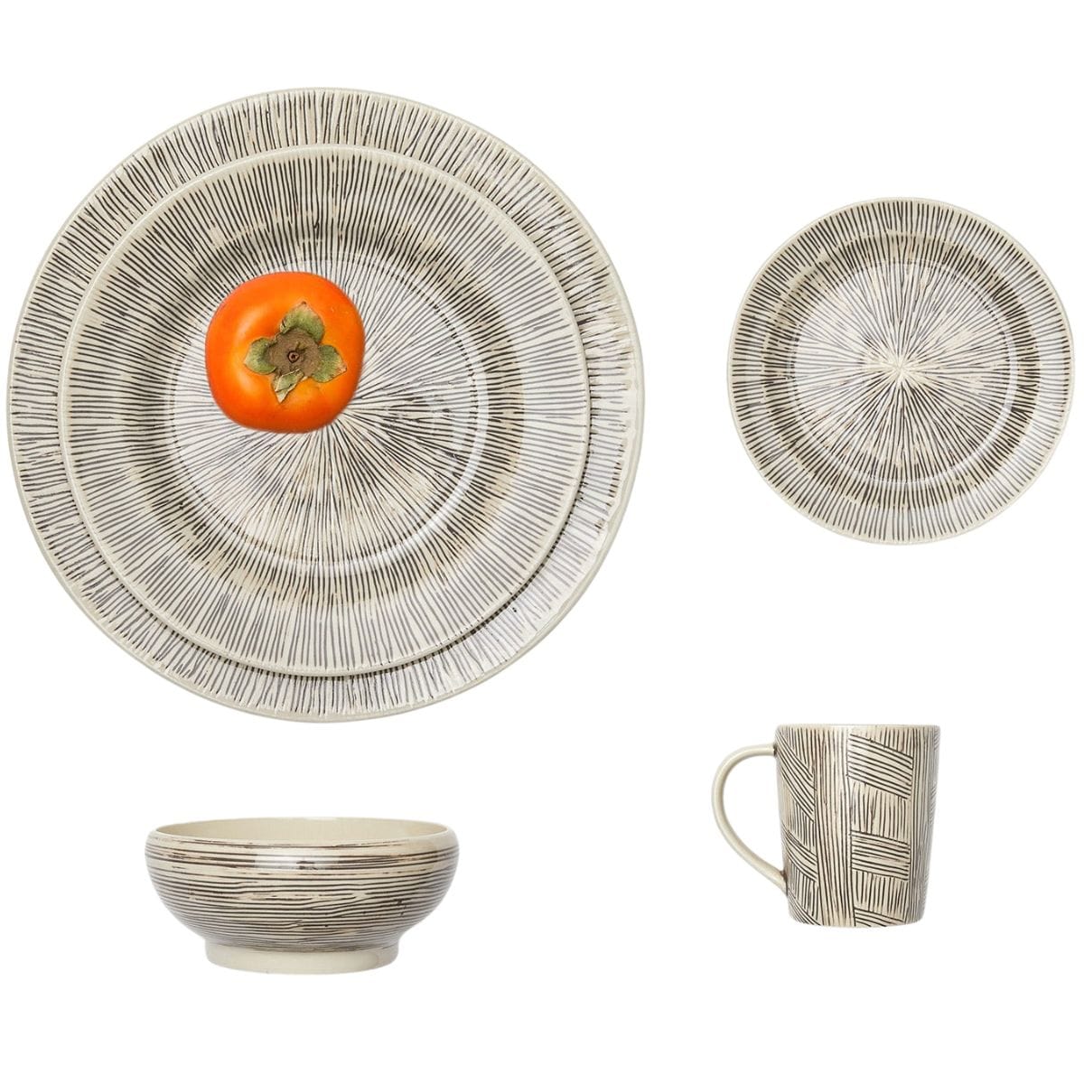 Nolan Black/Cream Dinnerware Collection (Pack of 4) Dinnerware