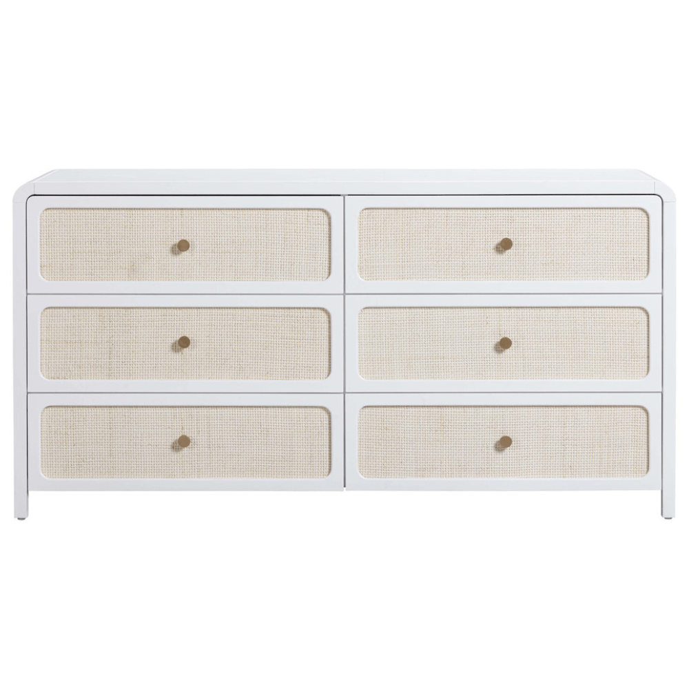 Patty White Rattan 6 Drawer Dresser