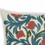 Petal Embroidered Floral Wool Square Accent Cushion Pillow & Decor TOV-C18738