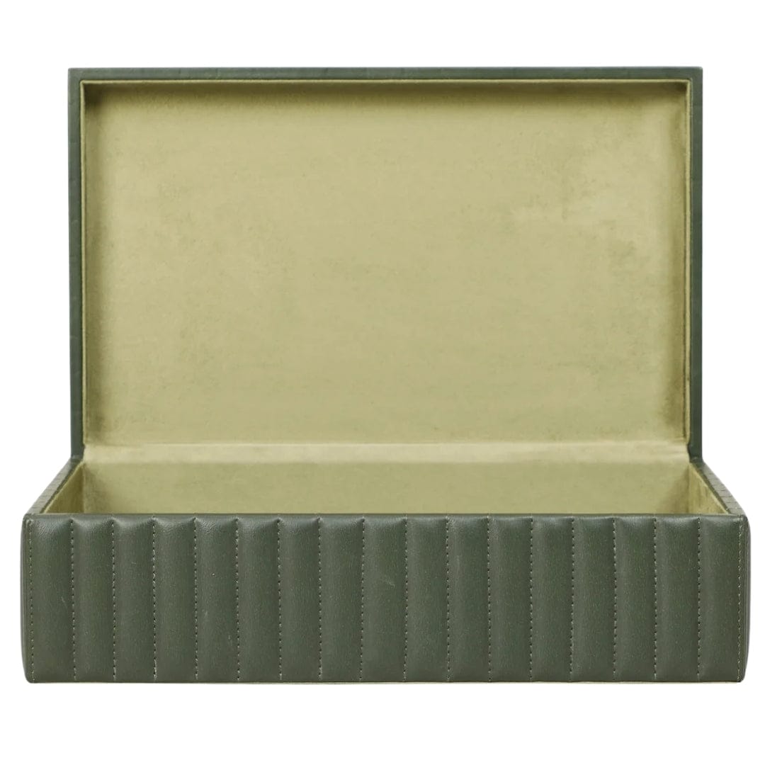 Peyton Ribbed Leather Storage Box Boxes TOV-T18913 793580645227