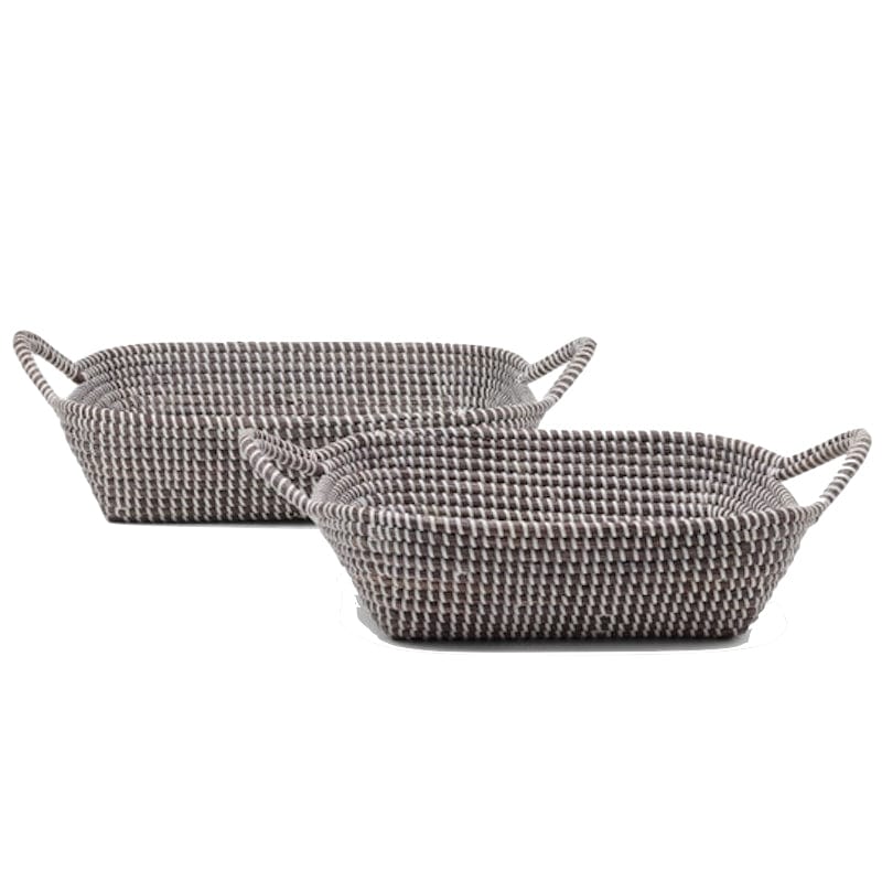Black Oval Laundry Basket with Gray Handles